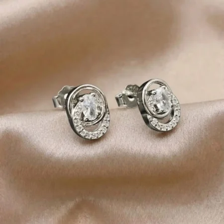 Authentic 925 Sterling Silver Interlocking Circle Stud Earrings for Women | The Velvet Box