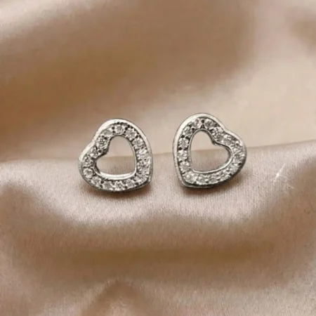 Dainty Heart Shaped 925 Silver Stud Earrings | The Velvet Box