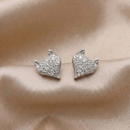 925 Silver Sparkle Fox Stud Earrings for Women | The Velvet Box