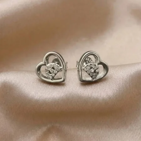 Pure 925 Silver Sparkling Heart Stud Earrings for Women | The Velvet Box
