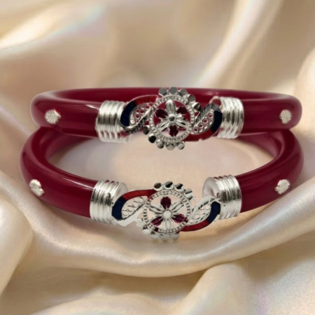 925 Silver Pola Bangles for Women – Butterfly, Peacock & Floral Motifs  by The Velvet Box