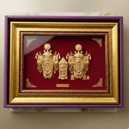 24K Gold Plated Jagannath Balabhadra Subhadra Photo Frame - BIS Hallmarked