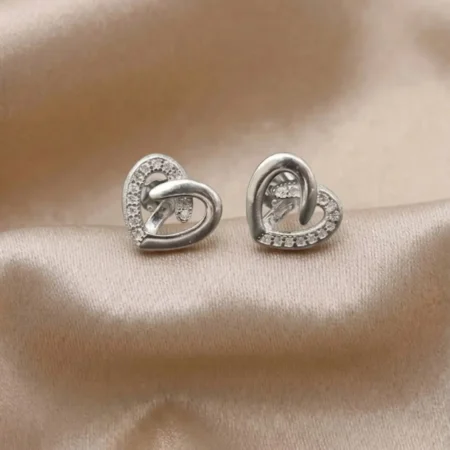 Elegant Intertwined Heart 925 Sterling Silver Stud Earrings