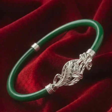 Premium 925 Silver Noya Bangle with Ornate Leaf & Floral Design - BIS Hallmarked