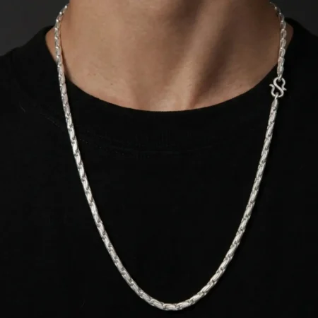 Pure 925 Sterling Silver Men's Nawabi Style Chain - BIS Hallmarked