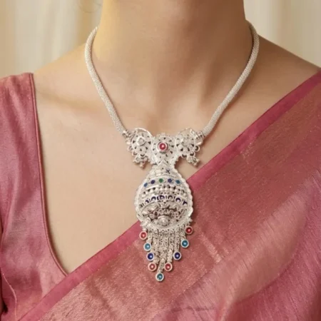 Grand 925 Silver Filigree Necklace Set | BIS Hallmarked | The Velvet Box