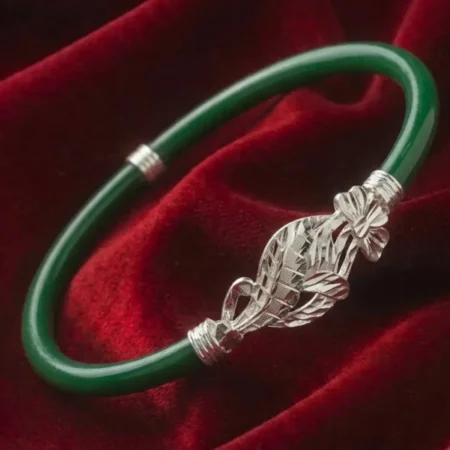 925 Silver Noya Bangle - BIS Hallmarked Green Designer Collection