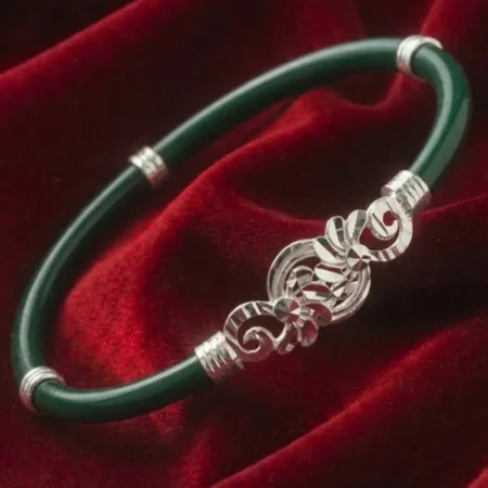 925 Silver Noya Bangle - BIS Hallmarked Green Sankha Design for Women