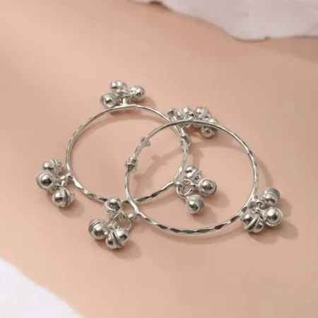 925 Silver Baby Kada with Ghungroo (Pair) – BIS Hallmarked Fine Silver Adjustable Bangles