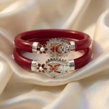 Pure 925 Silver Pola Bangle - Sacred Swastik & Floral Motif Design (BIS Hallmarked)