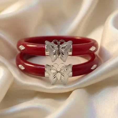 Pure 925 Silver Pola Bangle - Majestic Butterfly Wings Motif Design (BIS Hallmarked)