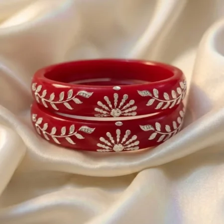 Pure 925 Silver Pola Bangle - Elegant Floral Heart & Mesh Wing Motif Design (BIS Hallmarked)