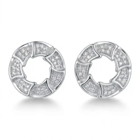 925 Silver Design Geometric Circular Stud Earrings for Women | The Velvet Box