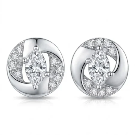 925 Silver Oval Solitaire Circular Stud Earrings for Women | The Velvet Box