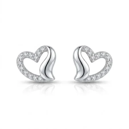 925 Silver Sparkling Heart Stud Earrings for Women | The Velvet Box