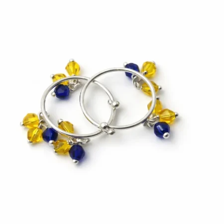 Pure 925 Sterling Silver Laddu Gopal Anklet with Blue & Yellow Crystals (Pair)