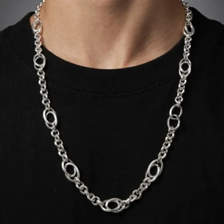 925 Sterling Silver Oval Double Link Statement Chain for Men