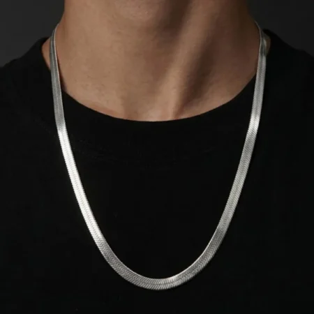Pure 925 Sterling Silver Herringbone Snake Chain for Men