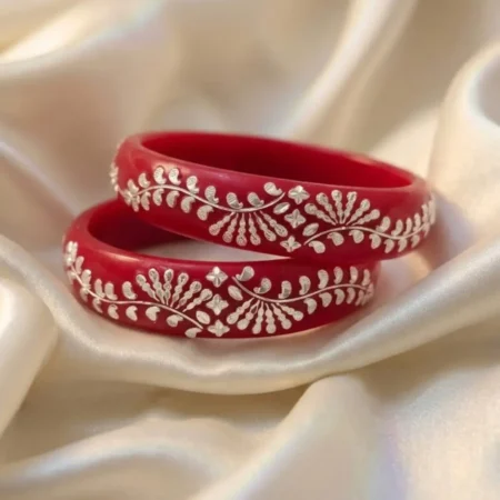 Geometric Paisley & Leafy Vine 925 Silver Pola Bangle
