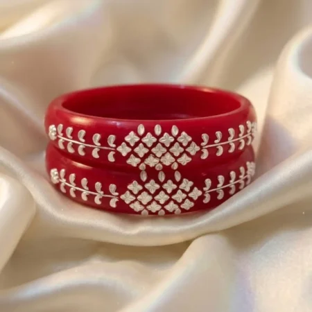 Geometric Floral Jaal 925 Silver Pola Bangle