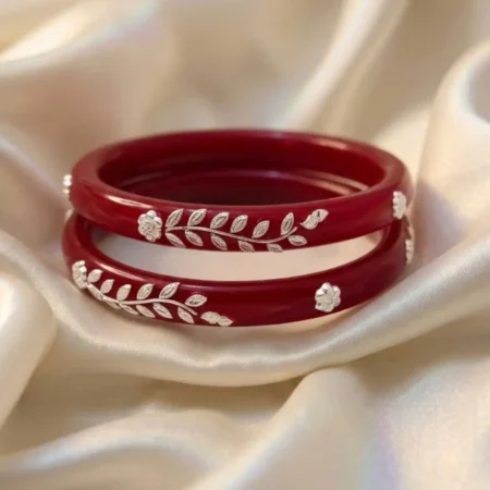 Intricate Floral Vine & Bud 925 Silver Pola Bangle