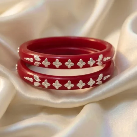 Intricate Floral Vine & Bud 925 Silver Pola Bangle