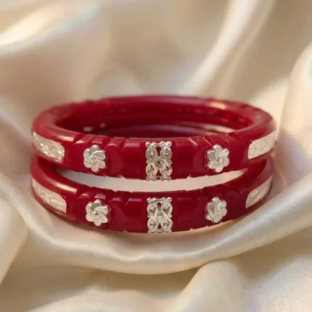 Clover Jaal & Dotted Frame 925 Silver Pola Bangle
