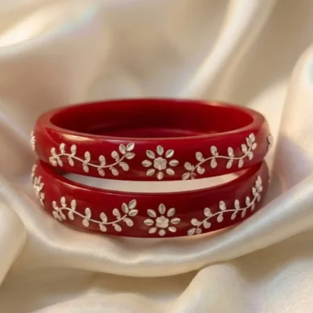 Geometric Swirl & Quad-Petal 925 Silver Pola Bangle