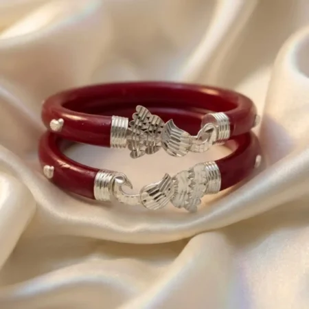 Fine 925 Silver Pola Bangles with Artisan Elephant & Floral Motifs