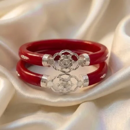 925 Silver Pola Bangles with Geometrical Star Motif