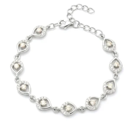 Champagne Teardrop Halo Adjustable Chain Bracelet for Women