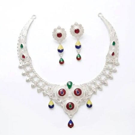Multi-Color Meenakari Wedding Necklace Set with Earrings