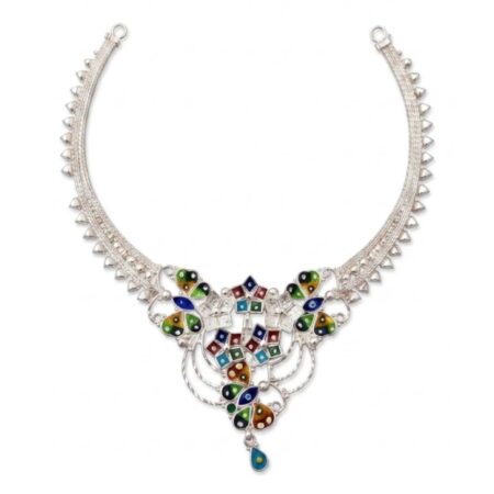 Hasli Choker Geometric Peacock Meenakari Festive Collar Necklace