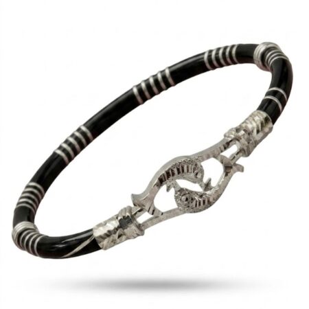 Twin Fish Striped Black Noya Bangle Bracelet for Women