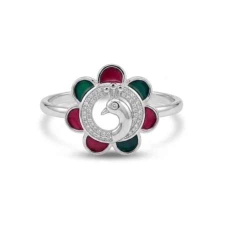 Mayuri Enamel Peacock Ring for Women