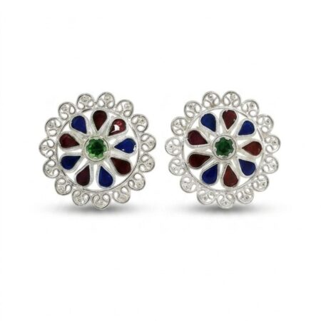 blue enamel silver earrings