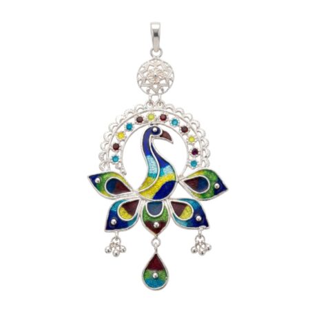Mayura Peacock Meenakari Pendant