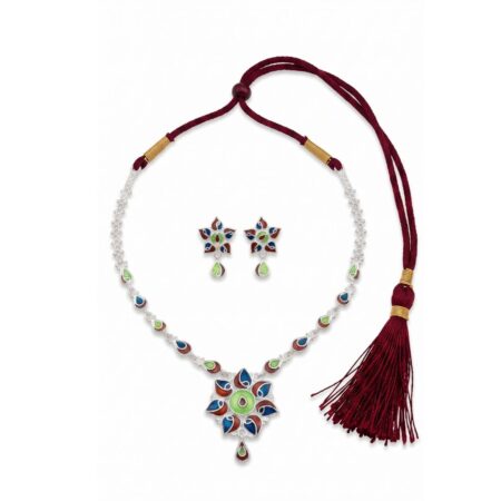 Mayura Floral Meenakari Necklace Set for Women