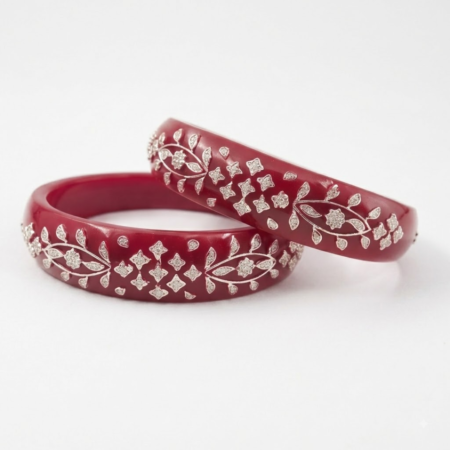Red Floral Vine Designer Bangle Set