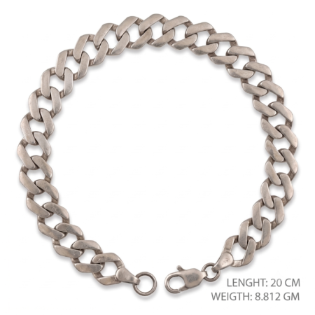 Flat Curb Link Bracelet in Oxidized Silver