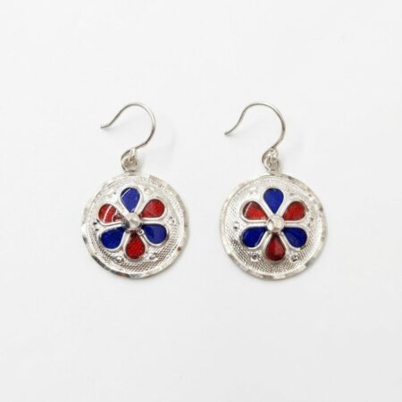 Handcrafted Silver & Enamel Floral Medallion Earrings