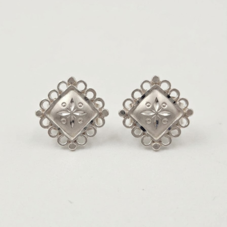 Artisan Silver Starburst Medallion Stud Earrings