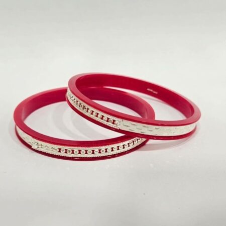 Red Silver-Detail Bangles