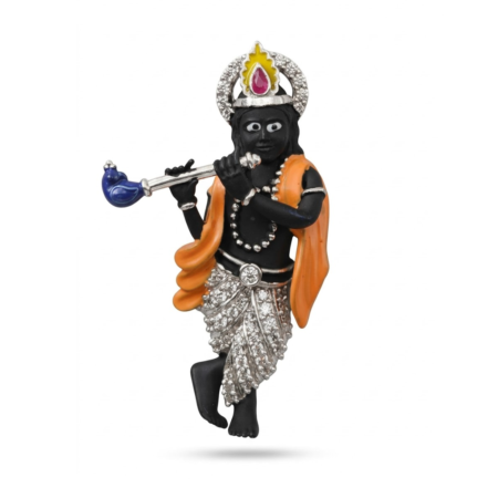 Krishna Flute Playing Embellished Brooch