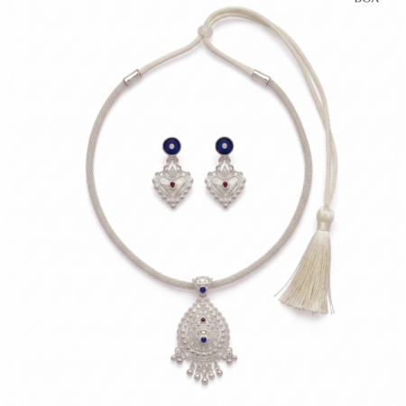 Handcrafted 925 Sterling Silver Filigree Pendant and Earrings Set