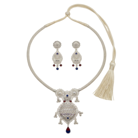 Handcrafted 925 Sterling Silver Filigree & Meenakari Statement Pendant