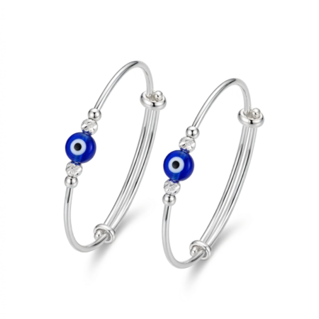 Silver-Tone Evil Eye Hoop Bangle