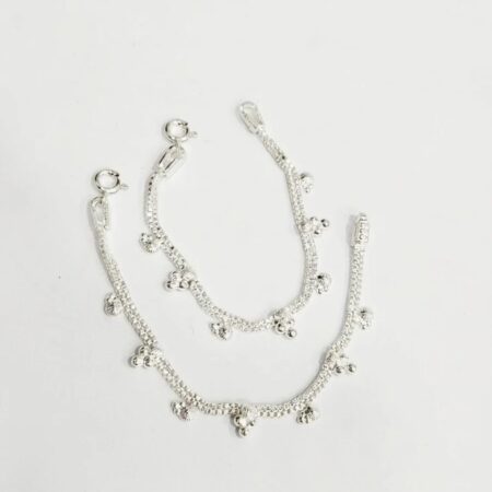 Silver-Tone Traditional Beaded Charm Anklets